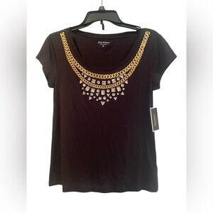 NWT Vintage Juicy Couture Black Crystal Chain Tee - M